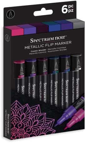 Spectrum Noir SN-MFLI-CWO6 Metallic Waterbased Flip Marker-Pack of 6-Cosmic, Comic Wonder Spectrum Noir