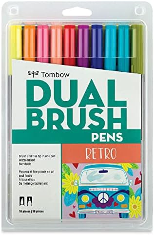 Tombow 56217 Dual Brush Pen Art Markers, Retro, 10-Pack. Blendable, Brush and Fine Tip Markers Tombow