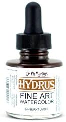 Профессиональная акварель Dr. Ph. Martin's Hydrus в стеклянной бутылке, 30 мл, цвет жжёная умбра Dr. Ph. Martin's