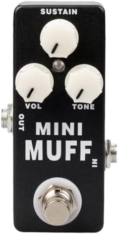 Гитарная эффекторная педаль Mini-Muff, с управлением SUSTAIN, VOLUME и TONE, металлический корпус, компактный размер MDYFVI