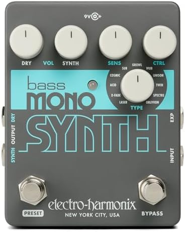 Синтезаторная педаль Electro-Harmonix Bass Mono Synth с 11 различными синтезаторами и управлением в реальном времени Electro-Harmonix