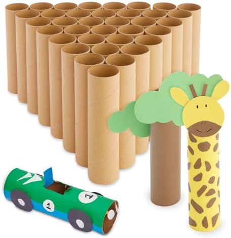 Bright Creations 36 Brown Empty Paper Towel Rolls, Cardboard Tubes for Crafts, DIY Classroom Projects (1.6 x 5.9 in) Bright Creations