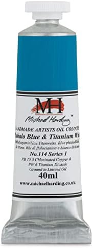 Michael Harding Artist Oil Colours, Phthalocyanine Blue & Titanium White, 40 millileter Tube Michael Harding