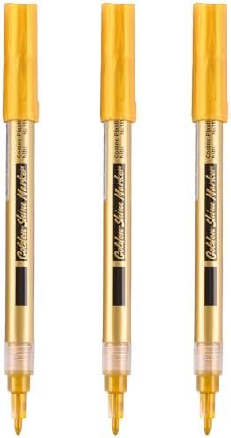 Dyvicl Metallic Markers Pens Golden Markers, Extra Fine Point Metallic Gold Paint Pens for Black Paper, Leaf, Rock Painting, Card Making, Scrapbook, Christmas DIY Art Crafts, Set of 3 Dyvicl