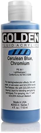 Golden Fluid Acrylic, 4 ounce bottle, Cerulean Blue Chromium (2050-4) GOLDEN