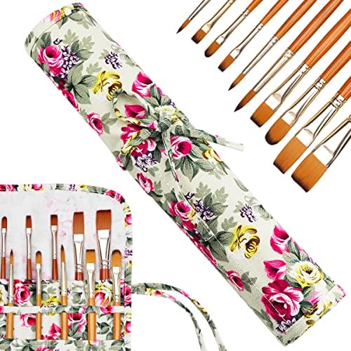 22 Slot Canvas Art Paint Brush Holder Canvas brush pouch Watercolor Paintbrushes Roll-Up Case Bag for Artist Watercolor Oil Paint Brush Yolufer