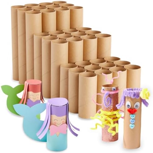 Bright Creations 36 Pack Brown Cardboard Tubes for Crafts, DIY Crafting Paper Rolls for Classrooms and Art Projects (3 Assorted Sizes) Bright Creations