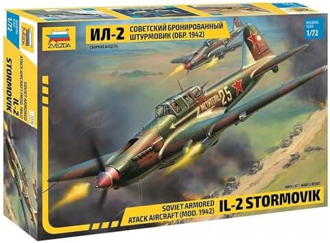 Zvezda 500787279 500787279-1:72 Ilyushin IL-2 "Stormovik Mod. 1942 Plastic Construction Kit Model Kit Assembly for Beginners Detailed Camouflage Zvezda