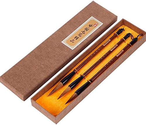 Chinese Traditional Calligraphy Brush/Chinese Calligraphy Watercolor Sumi Drawing Brush Wolf Hair/Painting Sumi Set((L + M + S)) Hbasyp