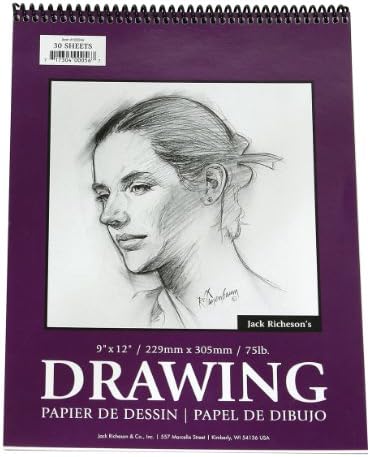 Jack Richeson 12-Inch-by-18-Inch Drawing Paper Pad, 30-Sheet Spiral Jack Richeson