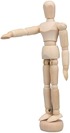 RDEXP 1PCS 5.5Inch Wood Mini Solid Wooden Art Human Manikin Mannequin Craft Model with a Wood Base 5.51x1.18Inch RDEXP