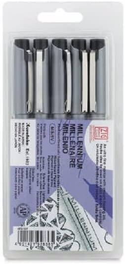 Kuretake UK Ltd. Zig Millennium Fineliner Drawing Pen Set - 5 Pen Black Set (005, 01, 03, 05, 08),Small Kuretake