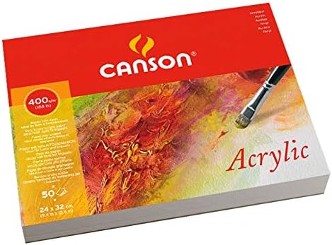 Canson Acrylic 400gsm Paper Block Including 10 Sheets, Size:24x32cm, fine Grain Texture Canson