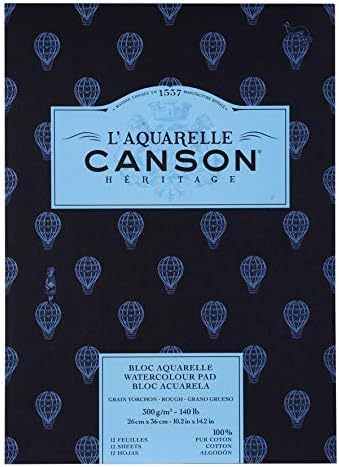 Бумага для акварели Canson Rough Heritage, 100% хлопок, 12 листов, 300 г/м², идеальна для художников Canson