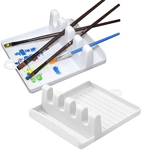 2 Packs Paint Brush Holder Paint Brush Stand Rest with 5 Slots Watercolor Oil Acrylic Painting Chistepper