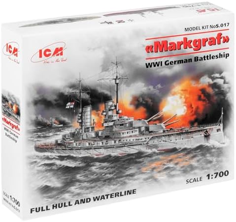 ICM S.017 Markgraf (Full Hull & Waterline) WWI German Battleship Model kit, Grey Icm