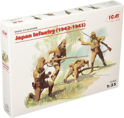 ICM 1/35 Scale Japan Infantry (1942-1945) (4 Figures) - Plastic Figure Model Building Kit # 35568 Icm