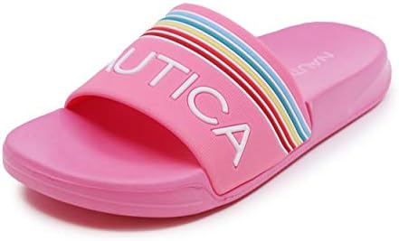 Nautica Kids Girls Slip-On Sandal Athletic Slide Youth Big Kid Little Kid-Gaff Girls-Pink Rainbow Size-13 Nautica