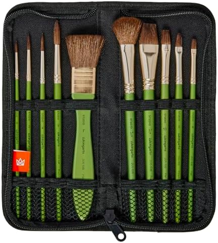 KINGART Watercolor Brush Set in Travel Case (205-10B), Set of 10 Kingart