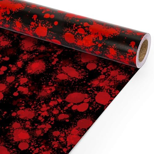 JarThenaAMCS Halloween Bloody Wrapping Paper - Mini Roll - 17 In x 32.8 Ft Blood Splatter Gift Wrap Paper for DIY Art Crafts Halloween Holiday Horror Party JarThenaAMCS