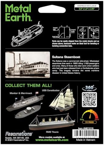 Metal Earth Sultana Steamboat 3D Metal Model Kit Fascinations Metal Earth