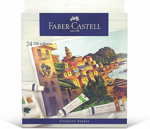 Faber-Castell Creative Studio Oil Colours, 24X 20ml Tubes, Multicoloured, For Art, Craft, Drawing, Sketching, Home, School, University, Colouring Faber-Castell