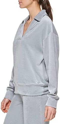 Calvin Klein Women's Sweatshirt V Neck, HTR Granite,XL Calvin Klein