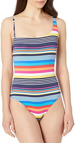 Nautica Women's Standard Asymmetrical One Piece, Rainbow Combo, Medium Nautica