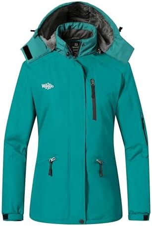 Wantdo Women's Mountain Waterproof Ski Jacket Hooded Winter Snow Coat Insulated Parka Fleece Rain Jacket Wantdo