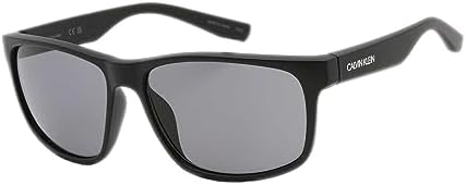 Calvin Klein Men's CK19539S Rectangular Sunglasses, Matte Black/Grey, 59 mm Calvin Klein