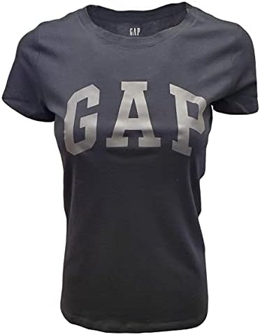 Женская футболка GAP с логотипом (XS, черная с серым логотипом) - идеальный выбор для любого случая Gap