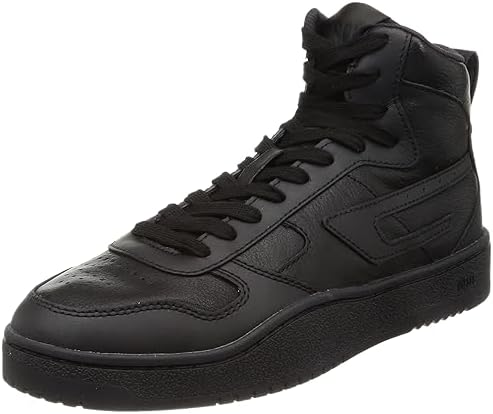 Diesel Y03205P5576 Men's Cow Leather Mid-Cut Sneakers, Black, 8.5 Diesel