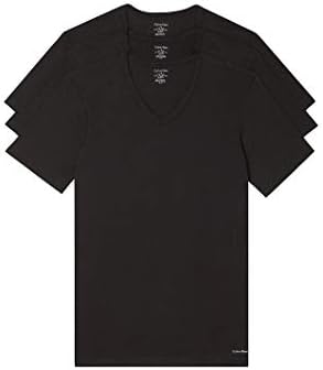 Calvin Klein Men's Undershirts Cotton Classics 3 Pack Slim Fit V Neck Tshirts, Black, Small Calvin Klein