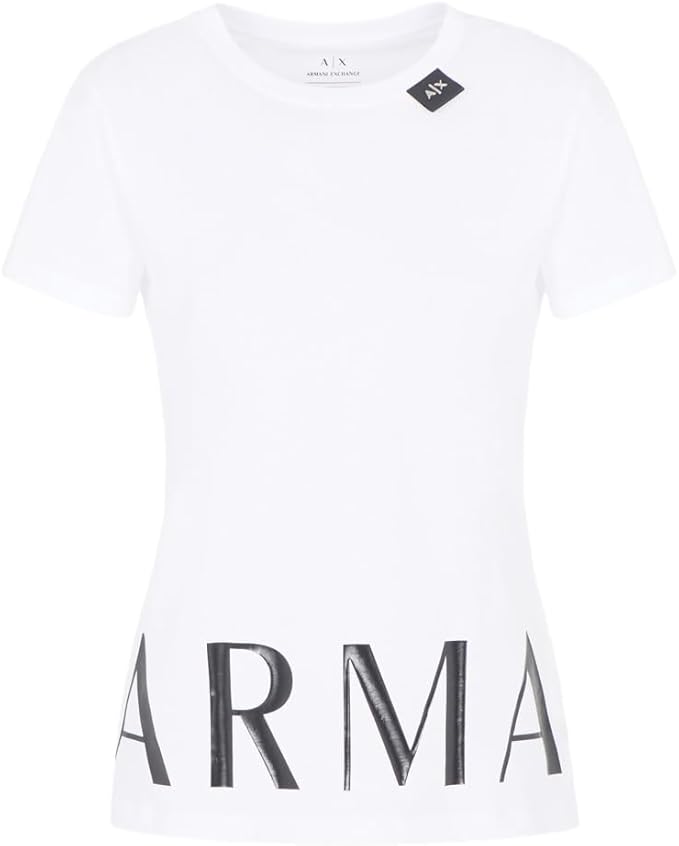 Футболка из хлопкового джерси A|X Armani Exchange с блестящим логотипом на подоле и небольшим логотипом на воротнике A｜X Armani Exchange