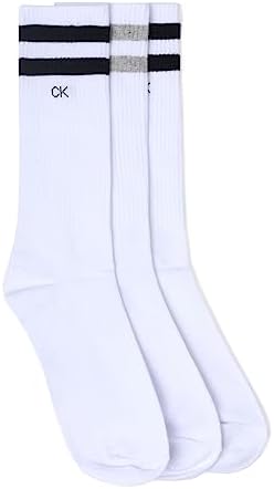 Calvin Klein Men's Stripe Casual Crew Socks - 3 Pack, 211CC01, White Assort, O/S Calvin Klein