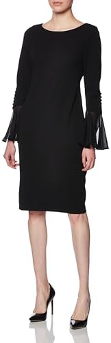 Calvin Klein Women's Chiffon Bell Sleeve Sheath Dress Calvin Klein