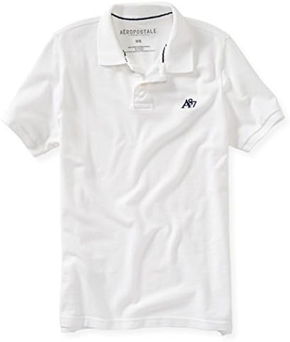 AEROPOSTALE Men's Solid Uniform Logo Polo Shirt X-Small White 102a Aeropostale