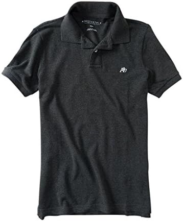 AEROPOSTALE Men's Solid Uniform Logo Polo Shirt Small Dark Gray 017 Aeropostale