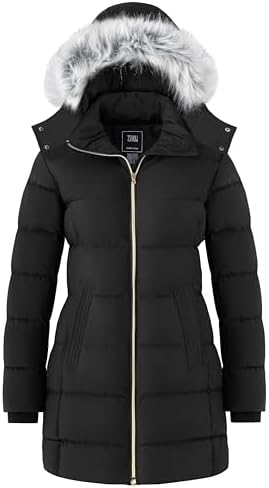 ZSHOW Women's Winter Coat Warm Quilted Thigh-Length Puffer Jacket with Removable Hood Zshow