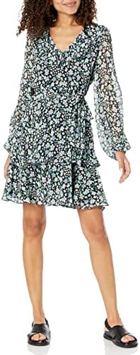 KARL LAGERFELD Women's Floral Tie Ruffle Dress Karl Lagerfeld