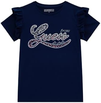 GUESS Girls' Eco Short Sleeve Shirt with Flutter Detailing Guess