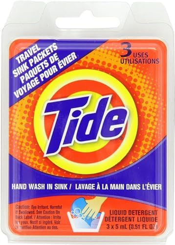 Пакеты для стирки Tide для путешествий, 3 шт, удобные, компактные и универсальные Tide