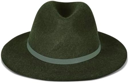 Lucky Brand Women's Wool Fedora Wide Brim Adjustable Hat with Faux Suede Tie (One Size Fits Most), Olive Lucky Brand