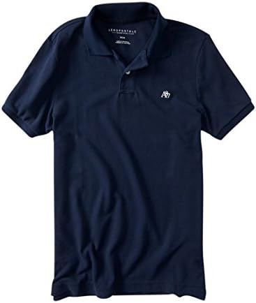 AEROPOSTALE Men's Solid Uniform Logo Polo Shirt Medium Navy 404 Aeropostale