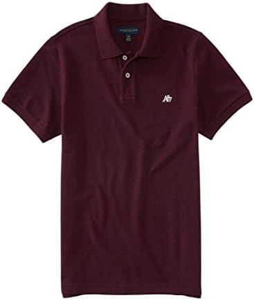 AEROPOSTALE Men's Solid Uniform Logo Polo Shirt Large Burgundy 591 Aeropostale