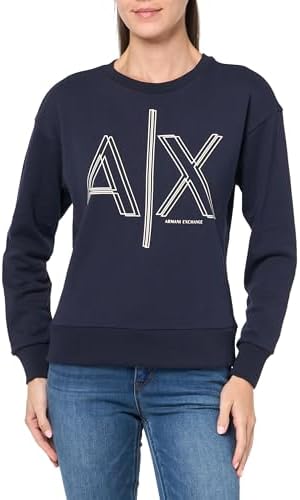 Женское худи A|X Armani Exchange с центральным логотипом A|X и двойной обводкой A｜X Armani Exchange