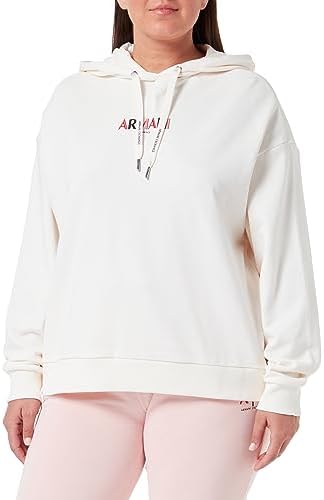 Женский худи из французского флиса с ярким логотипом на груди от Armani Exchange A｜X Armani Exchange