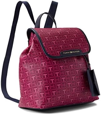 Tommy Hilfiger Kennedy II Flap Backpack w/Hangoff-Coated Square Monogram Chestnut/Heritage Brown/Gold Metallic Trim One Size Tommy Hilfiger