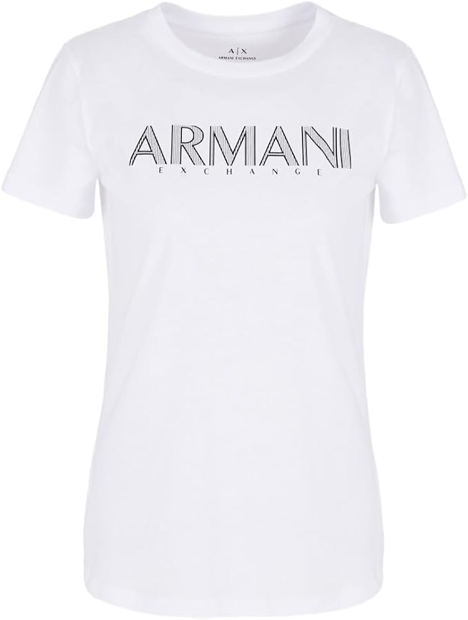 A|X Armani Exchange женская хлопковая футболка из джерси с логотипом по центру в стиле crew neck A｜X Armani Exchange