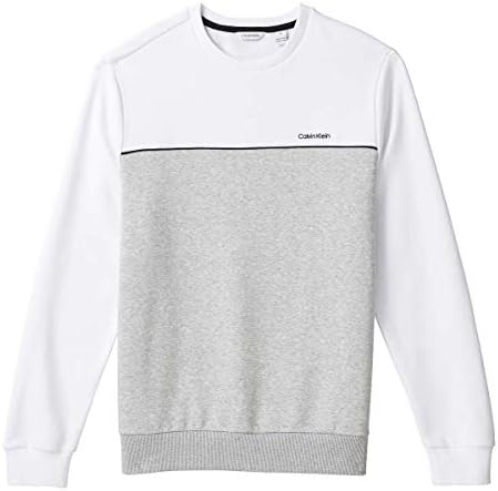 Calvin Klein Mens Logo Long Sleeve Pullover Crew Neck Sweatshirt (Brilliant White, XX-Large) Calvin Klein